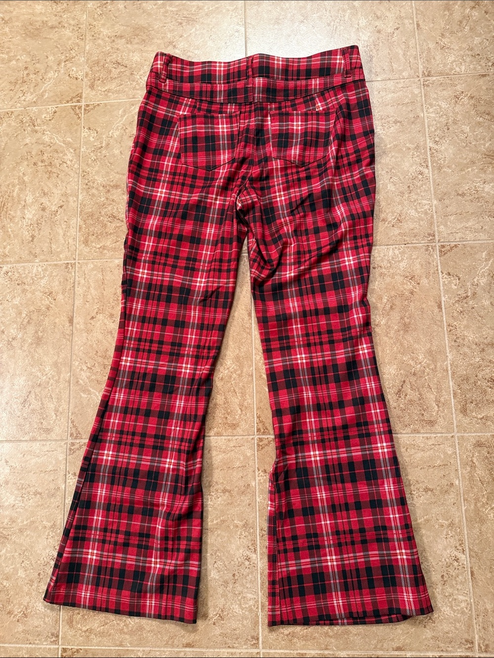 Red Plaid Women’s Flared Pants - Picture 5 of 5